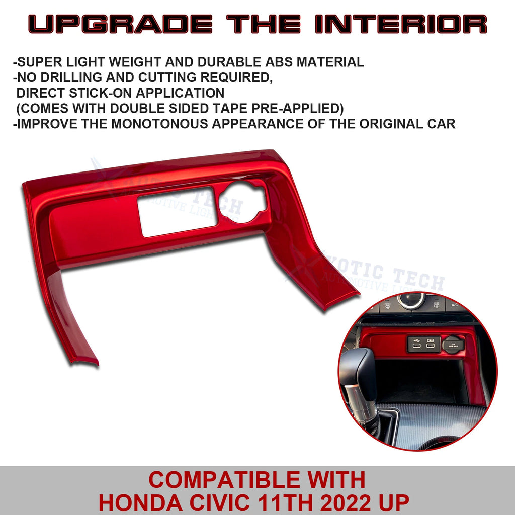 Sporty Red Console Cigarette Lighter Cover Trim for Honda Civic (2022-2025)