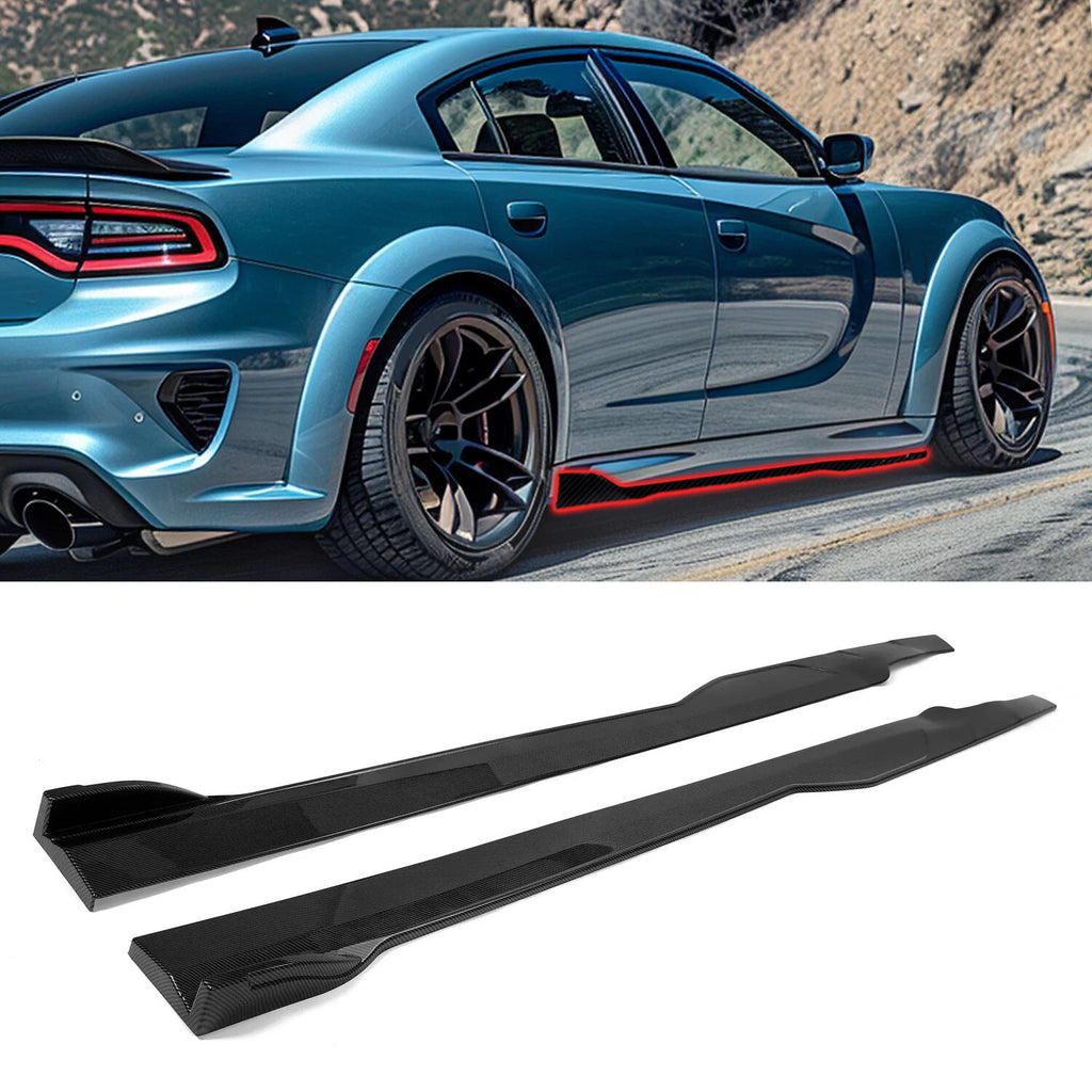 Carbon Fiber Look Side Skirt Rocker Panels for Dodge Charger SRT RT (2015–2023)