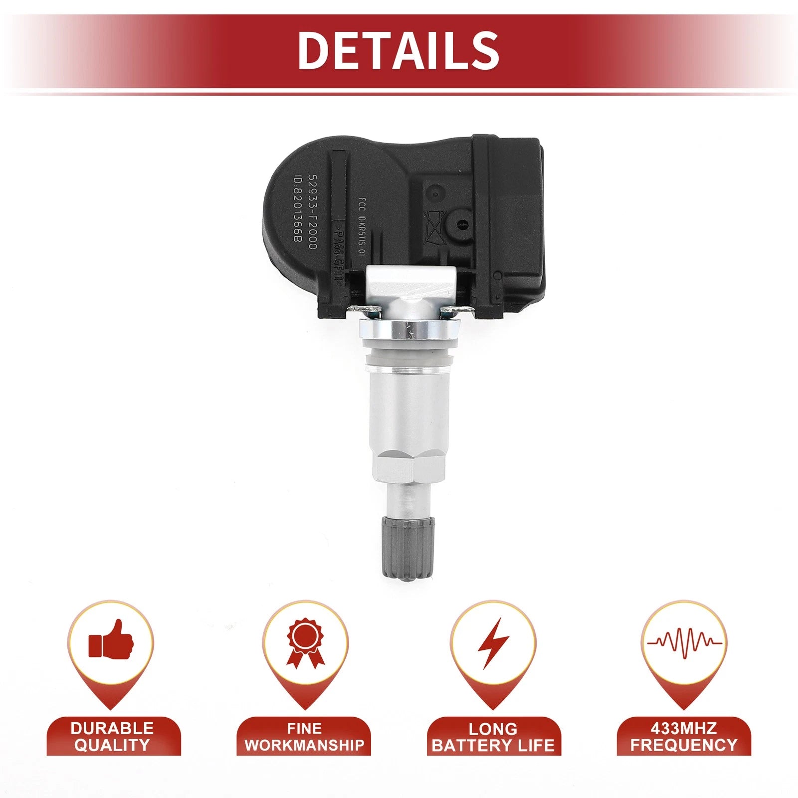Tire Pressure Sensor for Hyundai Elantra (2017–2024) 433MHz