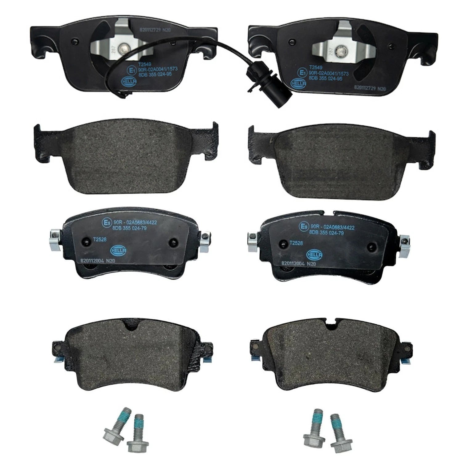Disc Brake Pads Kit for Audi A4 (2017–2020) - Hella 8DB 355 001-001, 8DB 355 001-002