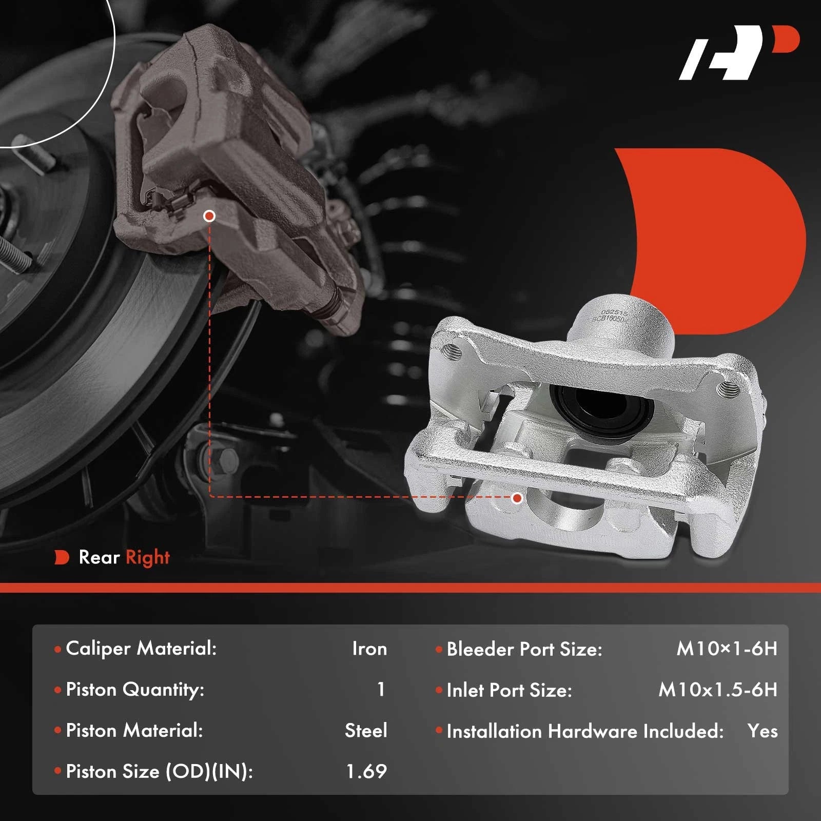 Rear Right Brake Caliper Piston with Bracket for Chevrolet Colorado (2015â2023)