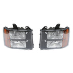 Headlights for GMC Sierra 1500 2500HD 3500HD (2007–2013) Black Housing Amber Lamps
