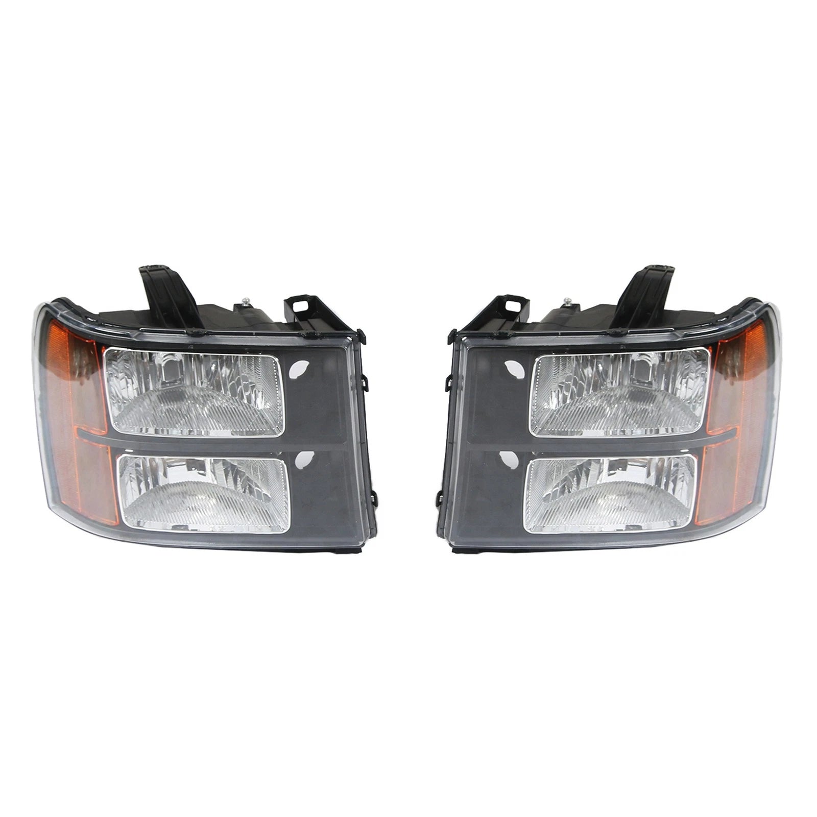 Headlights for GMC Sierra 1500 2500HD 3500HD (2007–2013) Black Housing Amber Lamps