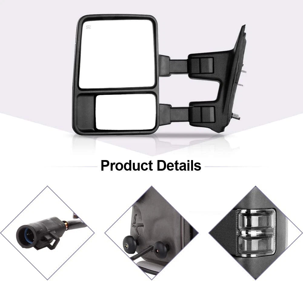 Power Heated Turn Signal Tow Mirrors for Ford F250-F550 Super Duty (1999–2007)