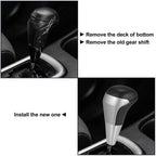 Automatic Gear Shift Knob for Toyota Tundra (2000–2023) Black Faux Leather Silver Tone