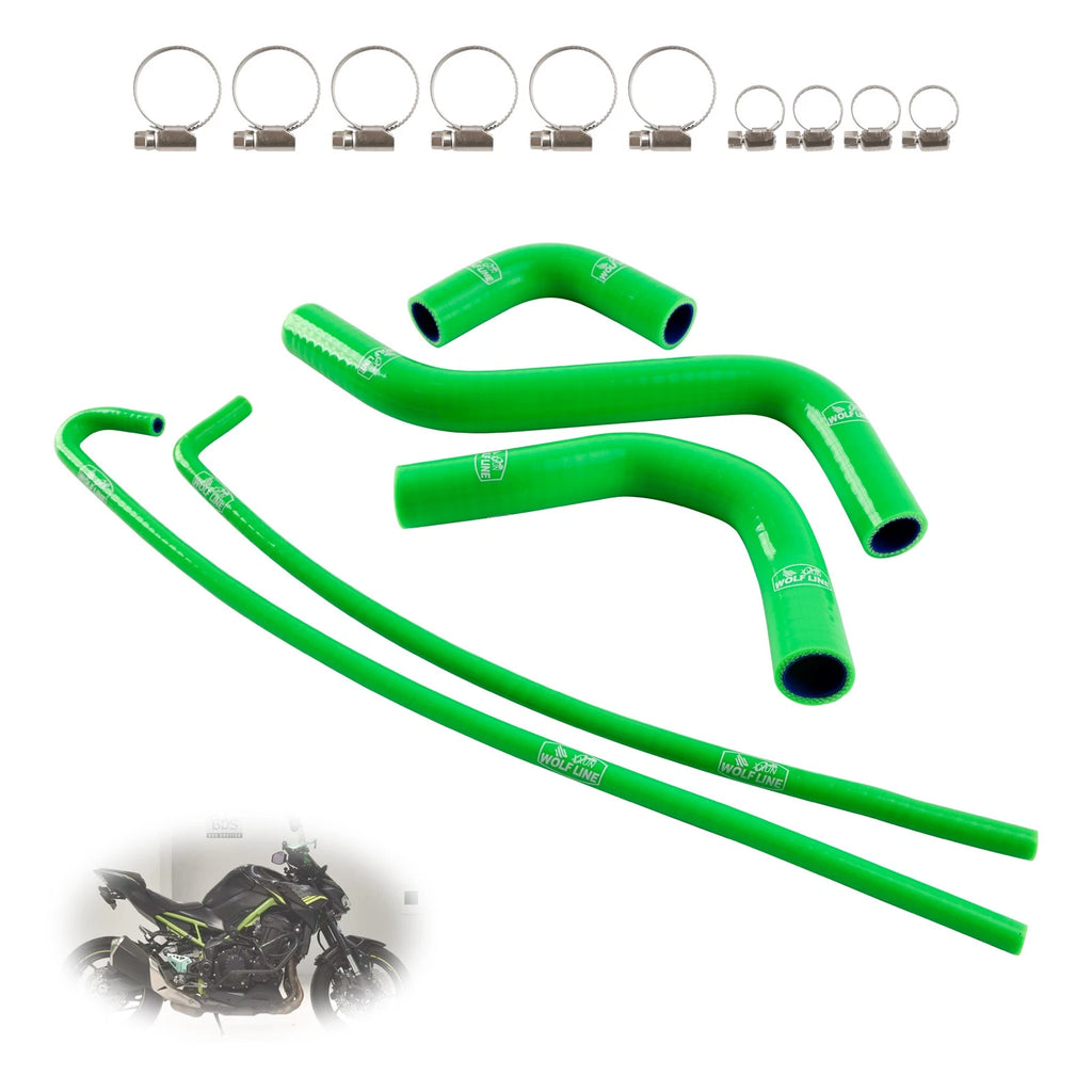 Silicone Radiator Coolant Hose Kit for Kawasaki Z900 Z900RS (2017–2026) Green