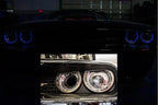 Blue LED Halo Headlight Rings for 2015–2018 Dodge Challenger (Brushed Stainless)