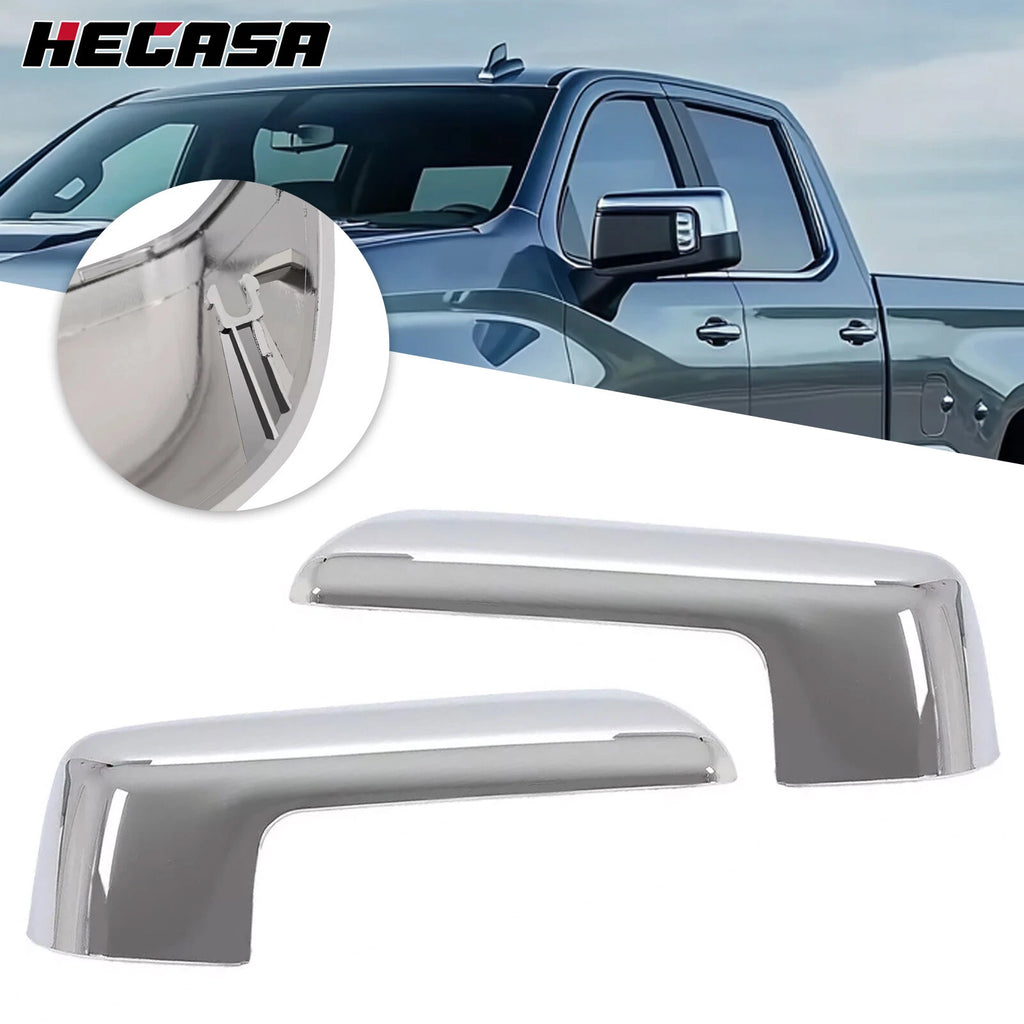 Chrome Top Half Mirror Cover Caps for Chevy Silverado GMC Sierra 1500 (2019–2023)