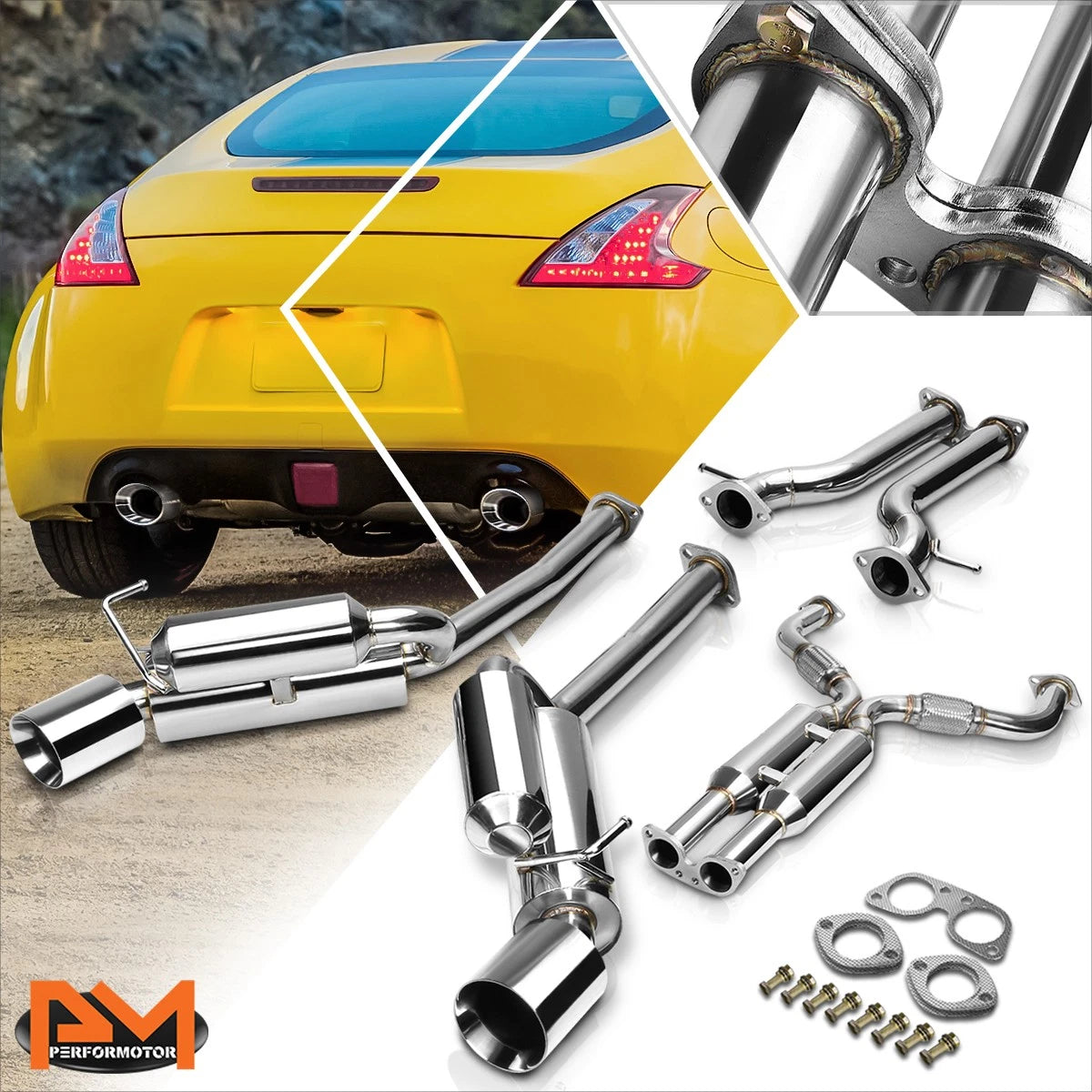 Catback Exhaust Muffler for Nissan 370Z Z34 (2009–2019) 3.7L V6 Dual 4.5" Tips
