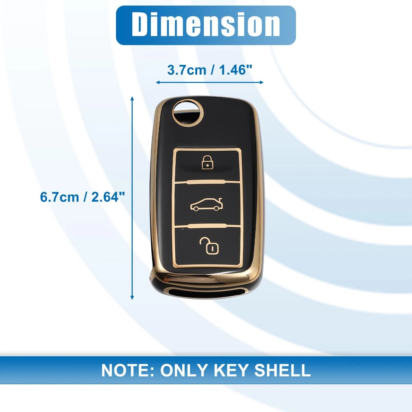 Silicone Key Fob Case Cover for Volkswagen Tiguan (2010–2017) Black