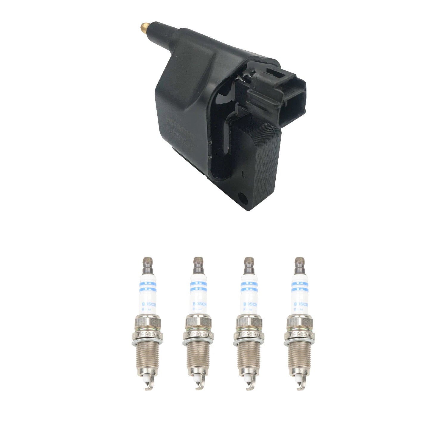 Set of 4 Hitachi Ignition Coils & Bosch Platinum Spark Plugs for Dakota TJ (1997–2006)