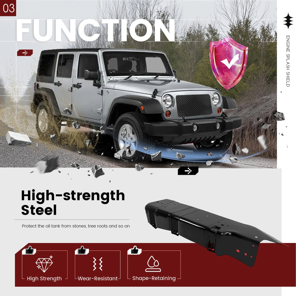 Fuel Gas Tank Skid Plate for Jeep Wrangler (2007–2018) 4-Door