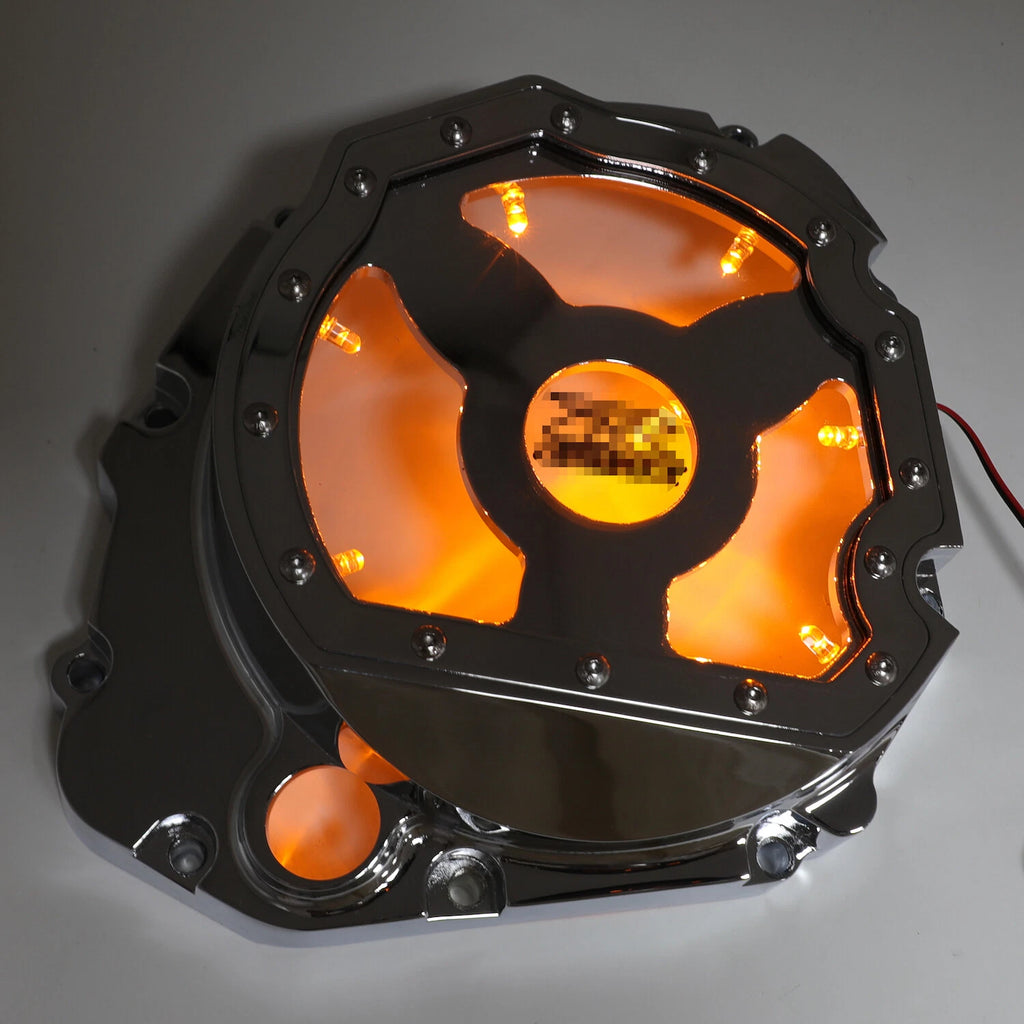 Yellow LED Chrome Engine Clutch Cover for Suzuki GSXR 600 750 1000 (2001–2005)