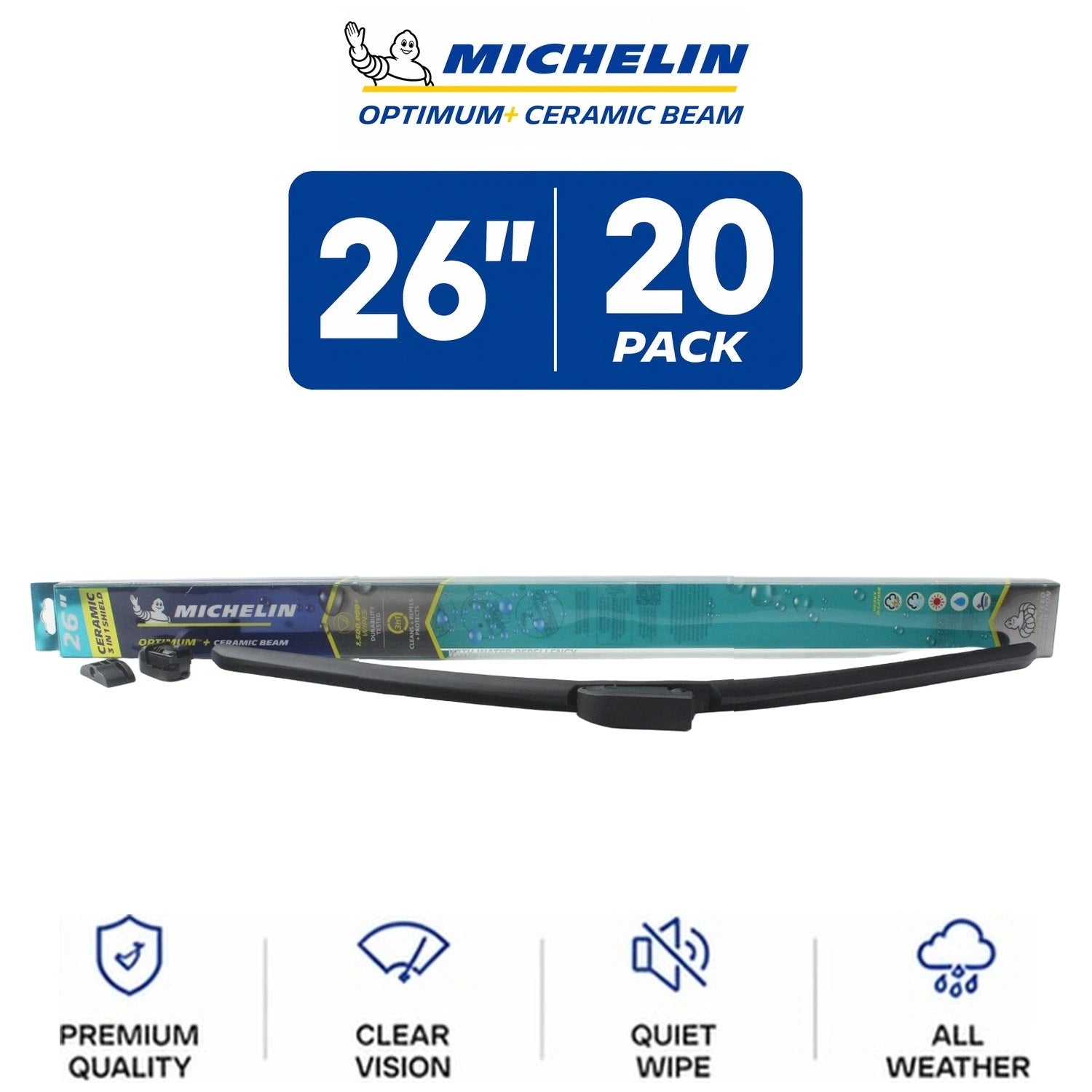 Set of 2 Michelin Optimum+ Ceramic Beam Wiper Blades 26" for All Vehicles