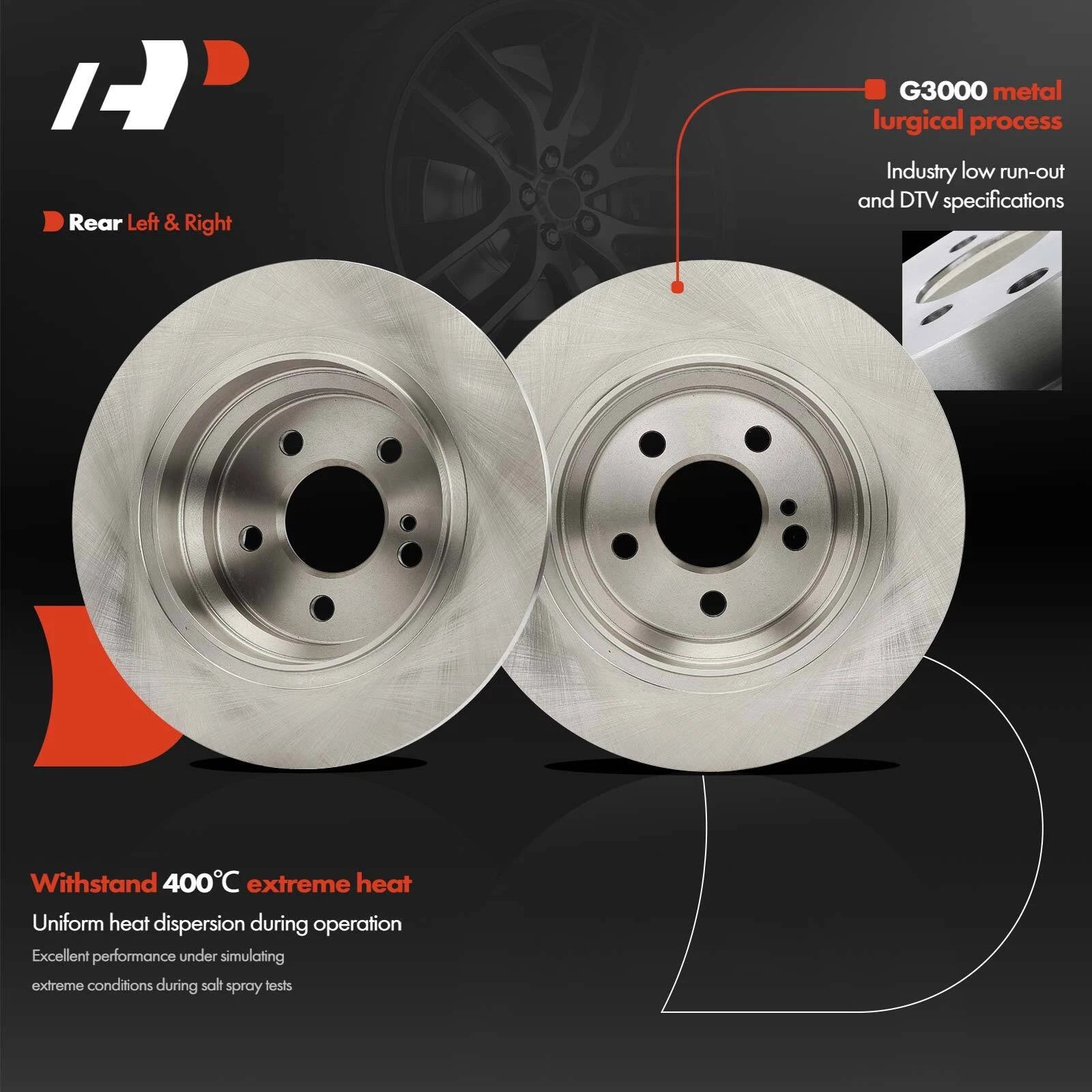 Rear Disc Brake Rotors & Ceramic Pads for Mercedes-Benz E250 (2014–2016)