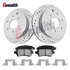 Set of 2 Rear Brake Drilled Rotors & Ceramic Pads for Nissan Frontier (2005–2023)