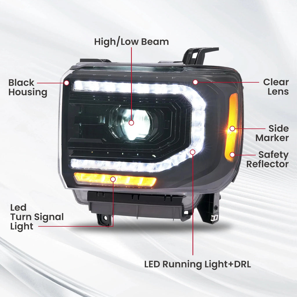 HECASA LED Headlights for GMC Sierra 1500 (2014–2018) / 2500HD 3500HD (2015–2019) #23130717