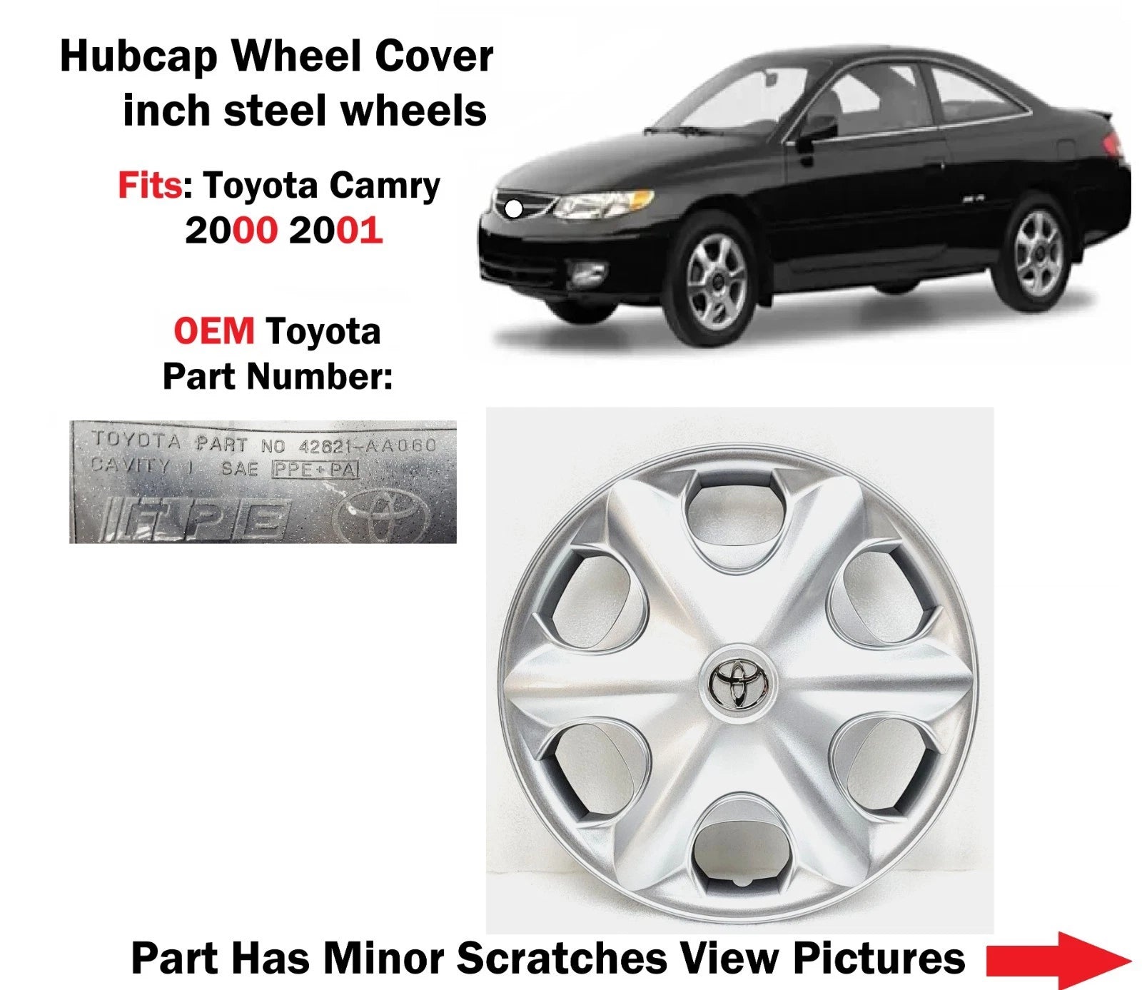 OEM Hubcap Wheel Cover for Toyota Camry (2000–2001) 42621-AA060 Silver
