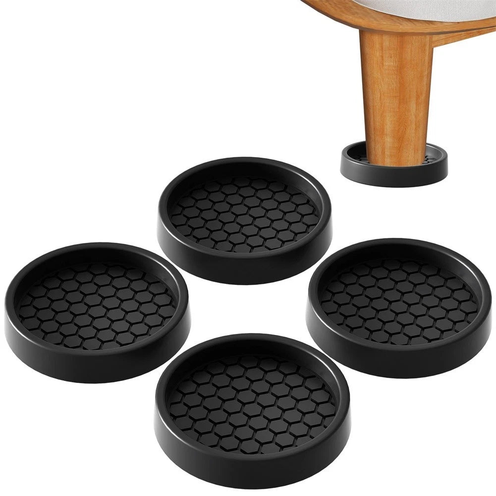 Set of 4 Round Anti-Slip Silicone Furniture Coasters for Hardwood Floors