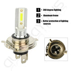 Set of 4 H4 9003 6000K White LED Headlight Bulbs for [Make Model]