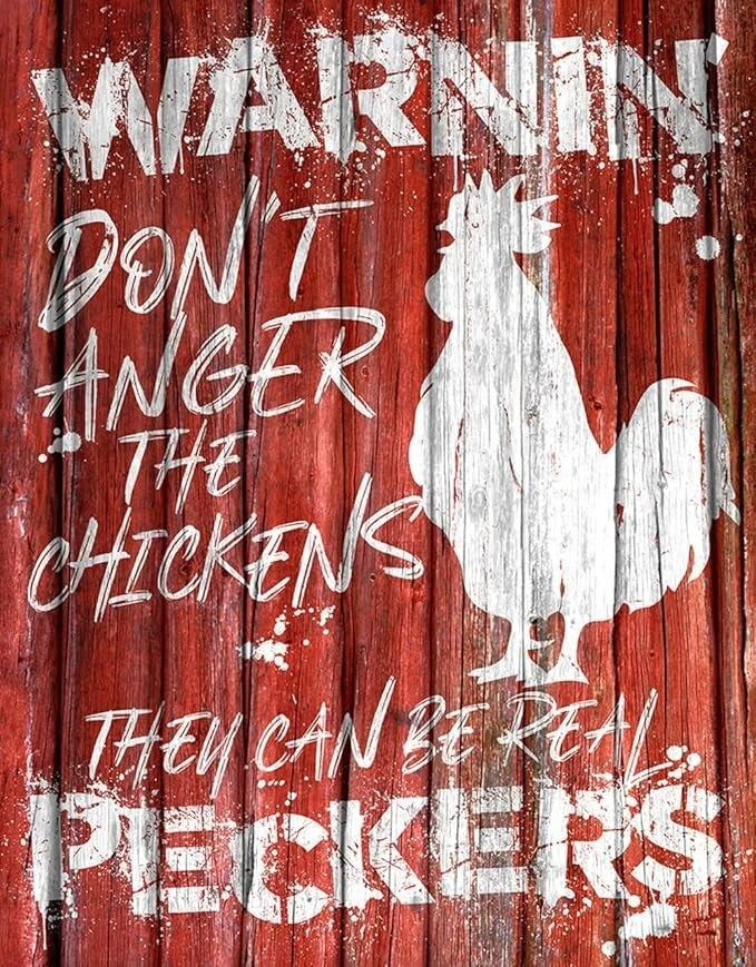 Chicken Warning Tin Sign for Desperate Enterprises (2590)