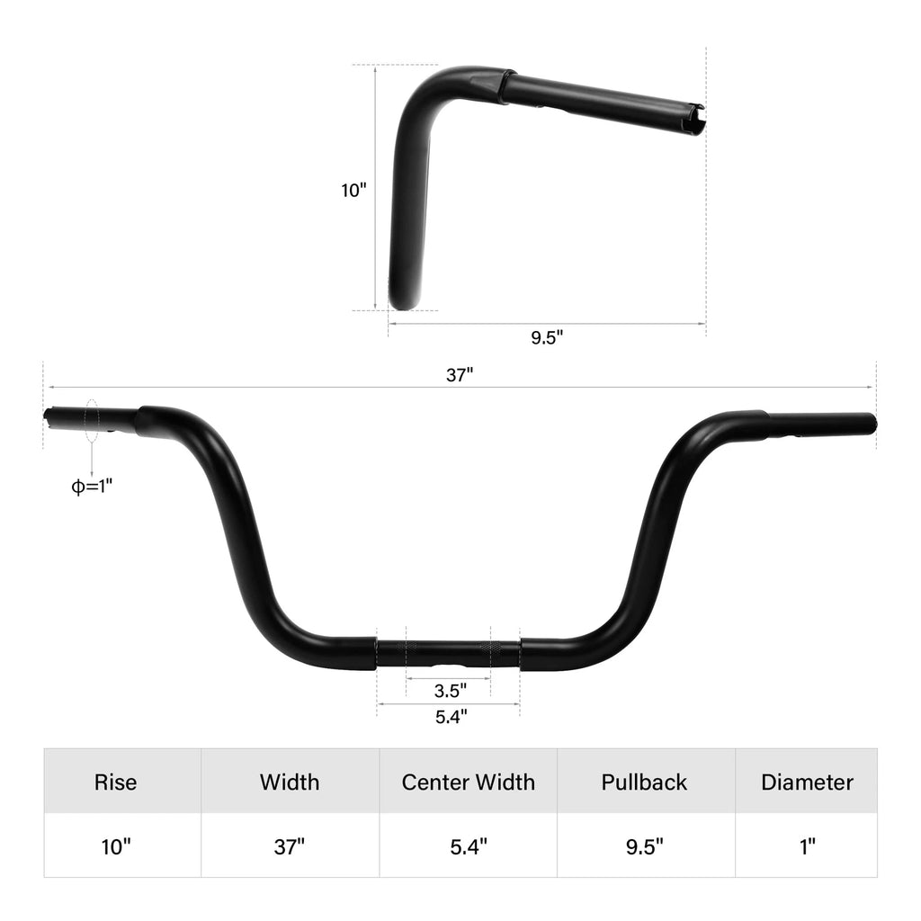 10" Rise Ape Hanger Handlebar for Harley Sportster XL883 1200 Dyna (2004–2023)