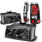 Headlight and Tail Light Kit for Chevrolet Silverado (2003–2007) - Black/Clear, 3D LED Bar