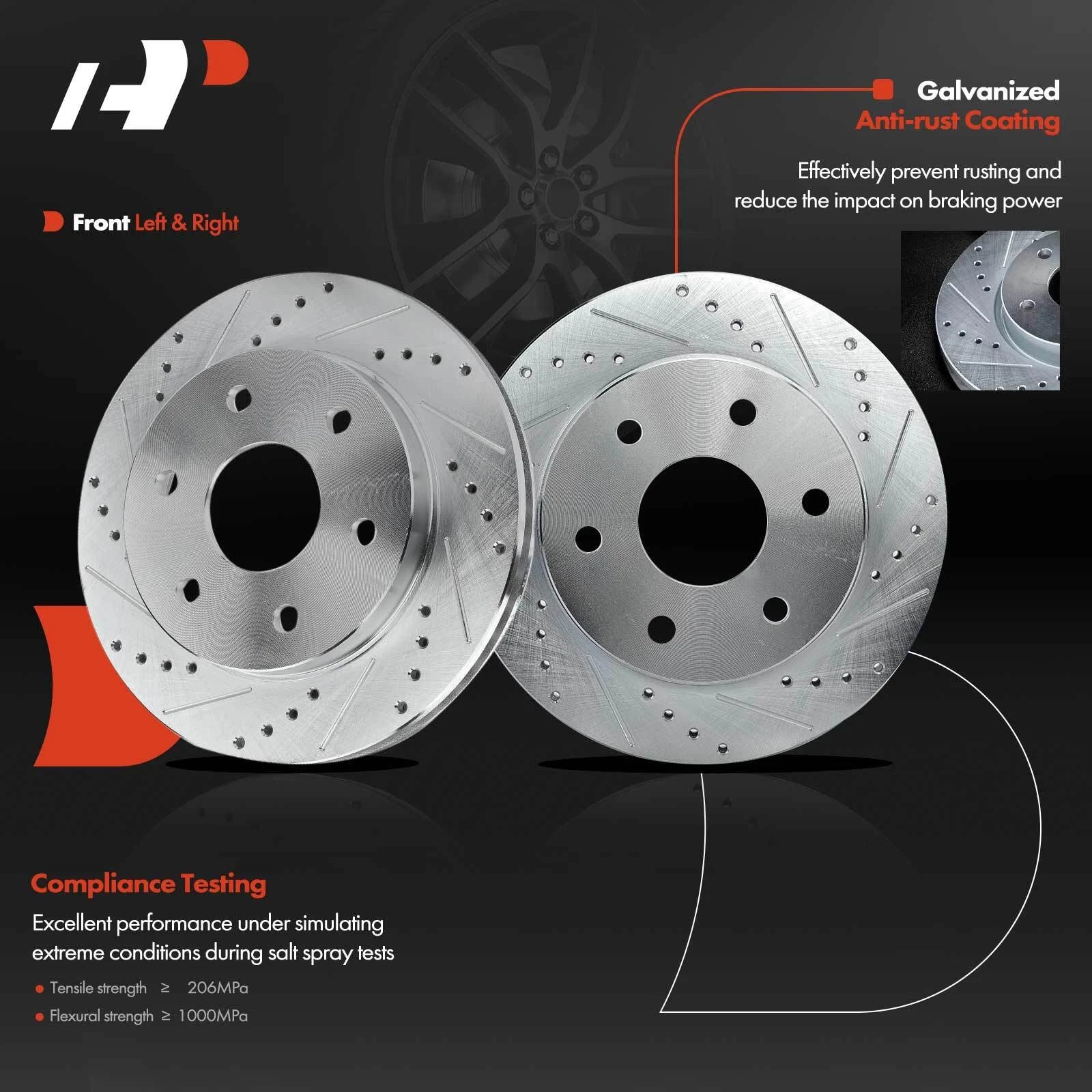 8x Front Drilled Rotors & Brake Pads for Chevy Cadillac AWD