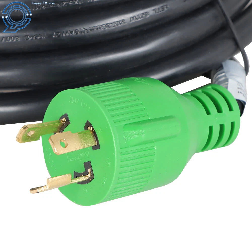 10 Ft Generator Extension Cord 3 Prong Power Cable 30 Amp Adapter Plug