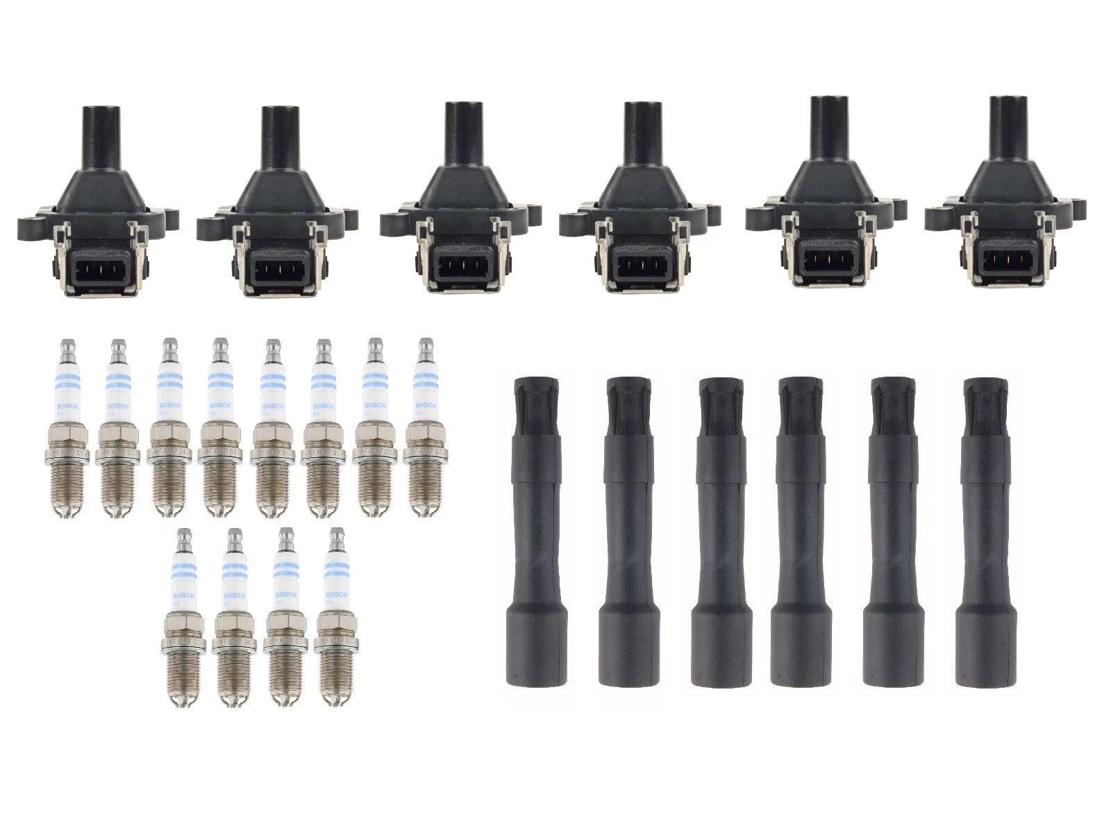 Bosch 6 Ignition Coils & 12 Wire Platinum Spark Plugs for BMW
