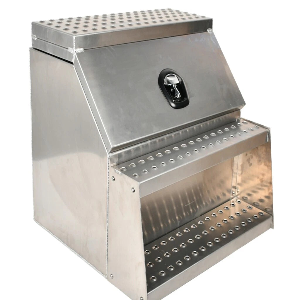 Aluminum Tool Box with Saddle Step for Semi Truck (28"x25"x30")