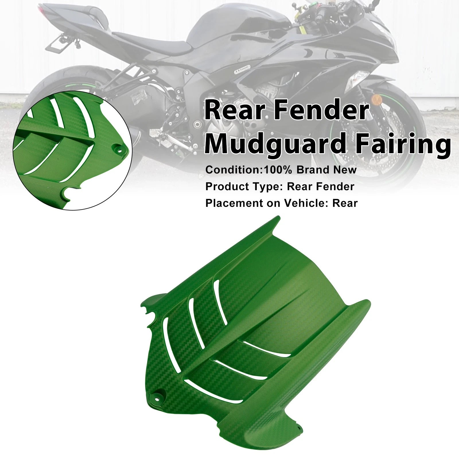 Rear Fender Mudguard Fairing for Kawasaki ZX-6R 636 (2009–2025) Green