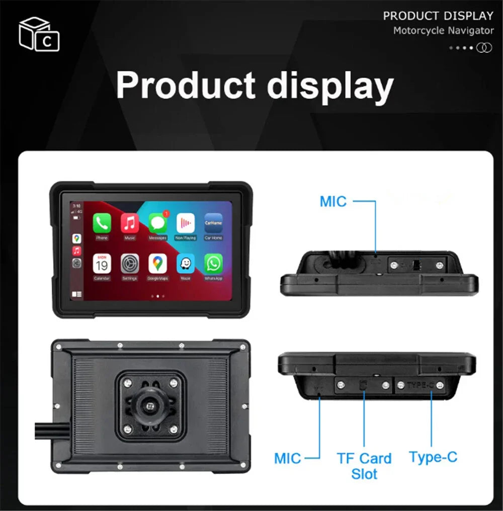 5" Waterproof Touch Screen for CarPlay Android Auto Navigator