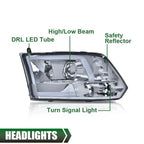 LED Tube Projector Headlights for Dodge Ram 1500 2500 3500 (2009–2018)