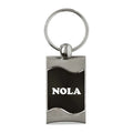 NOLA on Black Rectangular Wave Keychain KC3075.NOLA.BLK AU-Gold
