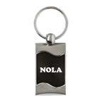 NOLA on Black Rectangular Wave Keychain KC3075.NOLA.BLK AU-Gold