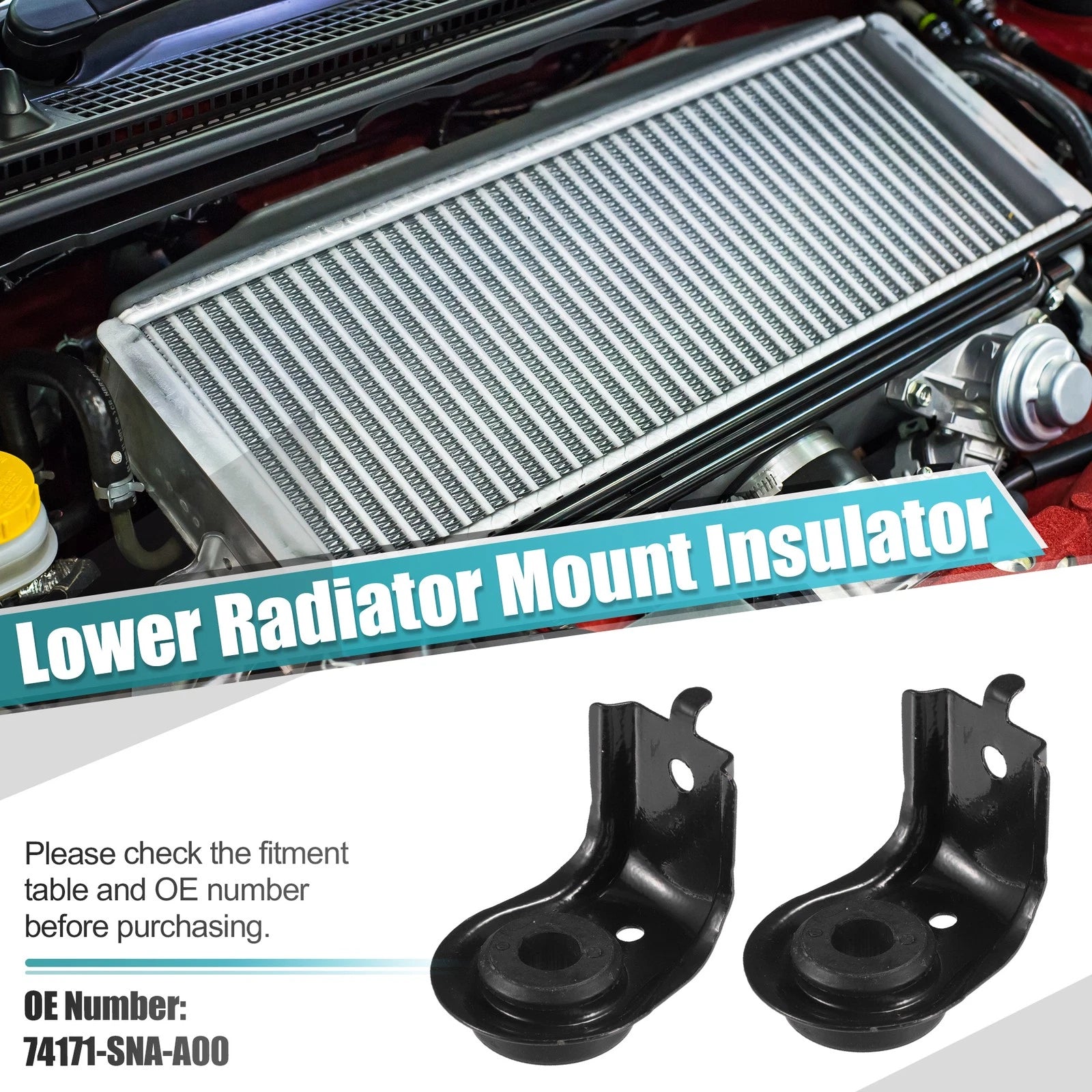 2X Upper Radiator Bracket with Cushion for Honda Civic (2006–2011)