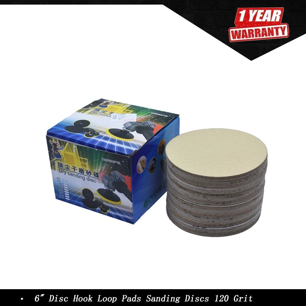 Set of 100 6" 180 Grit Hook Loop Sanding Discs