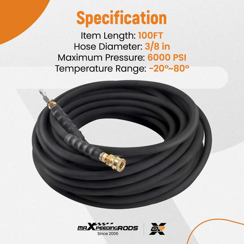 2 Wire Braid Pressure Washer Hose for High-Pressure Applications (100ft)