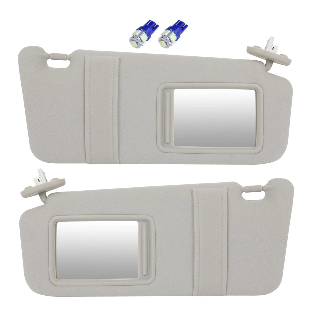Set of 2 Gray Sun Visors with Mirror Light for Toyota Venza (2009–2016)