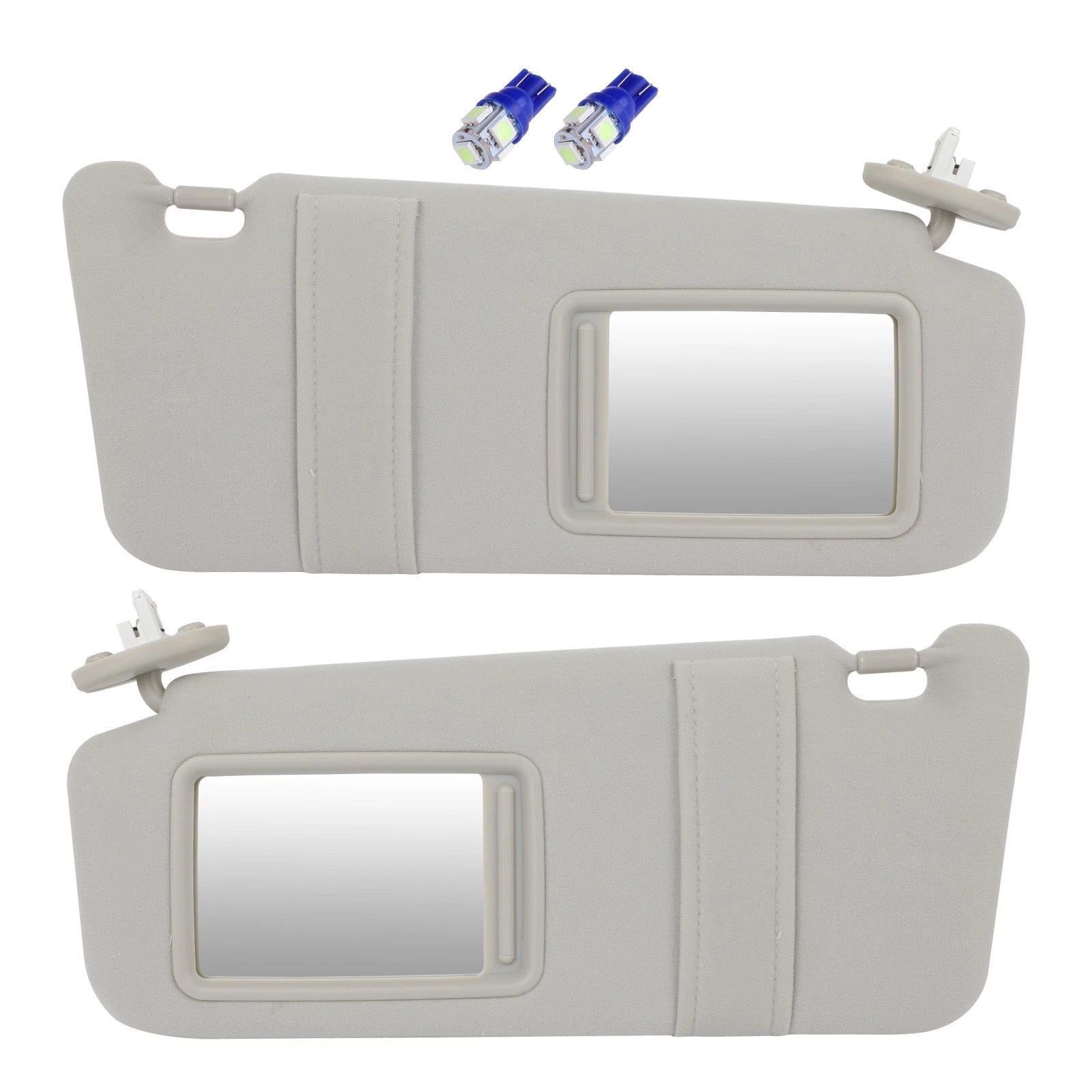 Set of 2 Gray Sun Visors with Mirror Light for Toyota Venza (2009–2016)