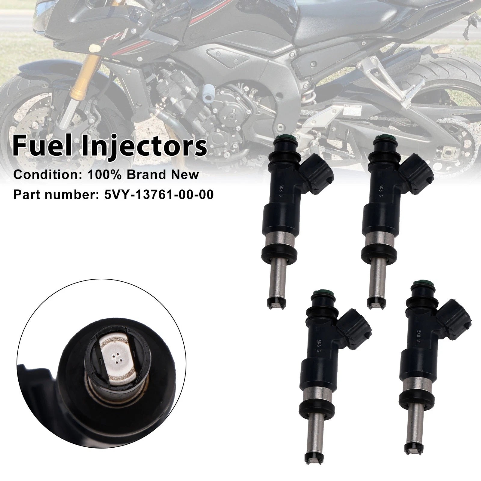 Set of 4 Fuel Injectors for Yamaha YZF-R1 (2004–2006) 5VY-13761-00-00