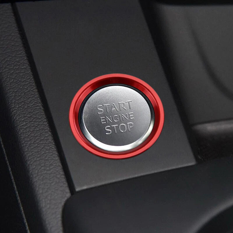 Red Alloy Engine Start Button Surround Ring Cover Trims for Audi A4 S4 (2013-2019)