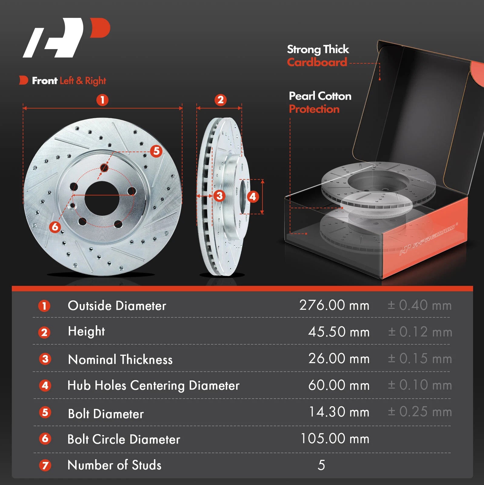 Front Drilled Brake Rotors & Ceramic Brake Pads for Chevy Cruze Volt (2011–2019)