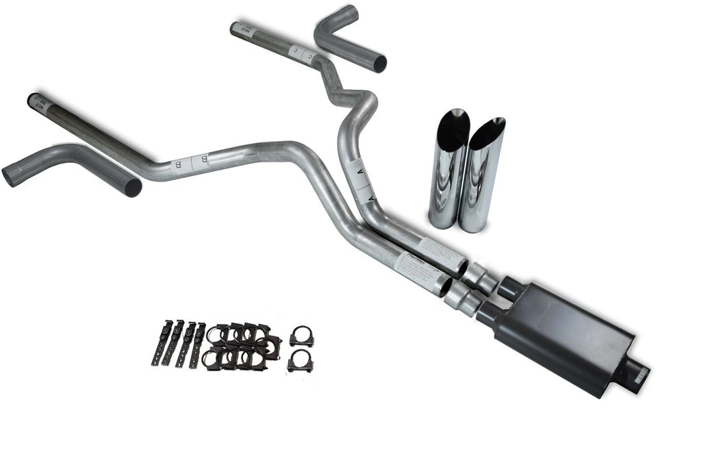 Dual Exhaust Kit for Ford F-150 (2004–2014) 3" Side Exit Slash Tips