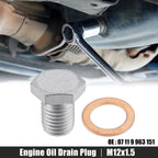 M12x1.5 Steel Engine Oil Drain Plug Screw with Gasket for BMW 545i/Mazda
