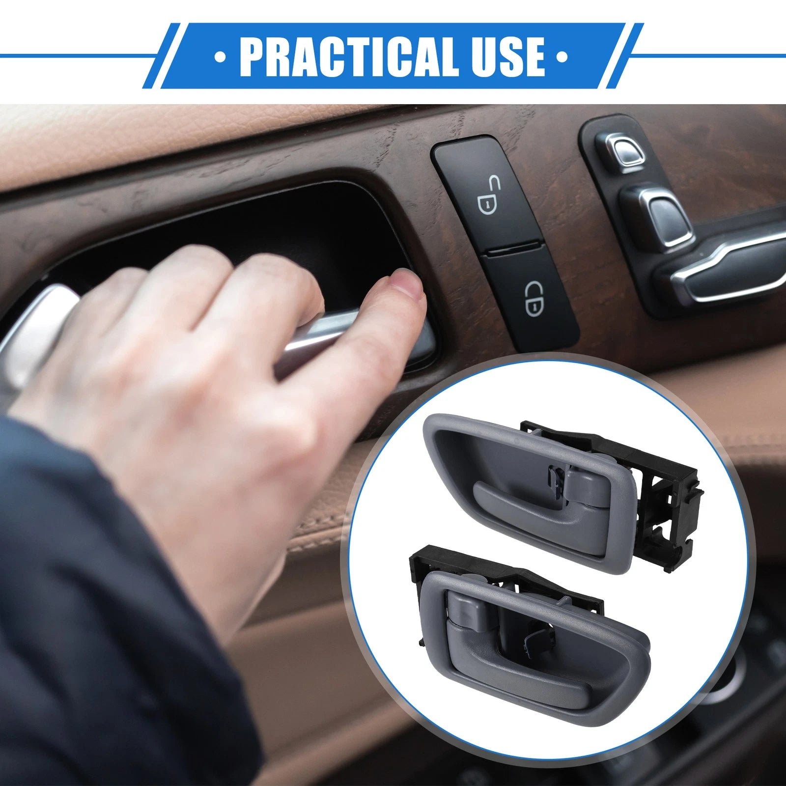 2 Pcs Interior Door Handles for Toyota Sequoia (2004–2007) Gray