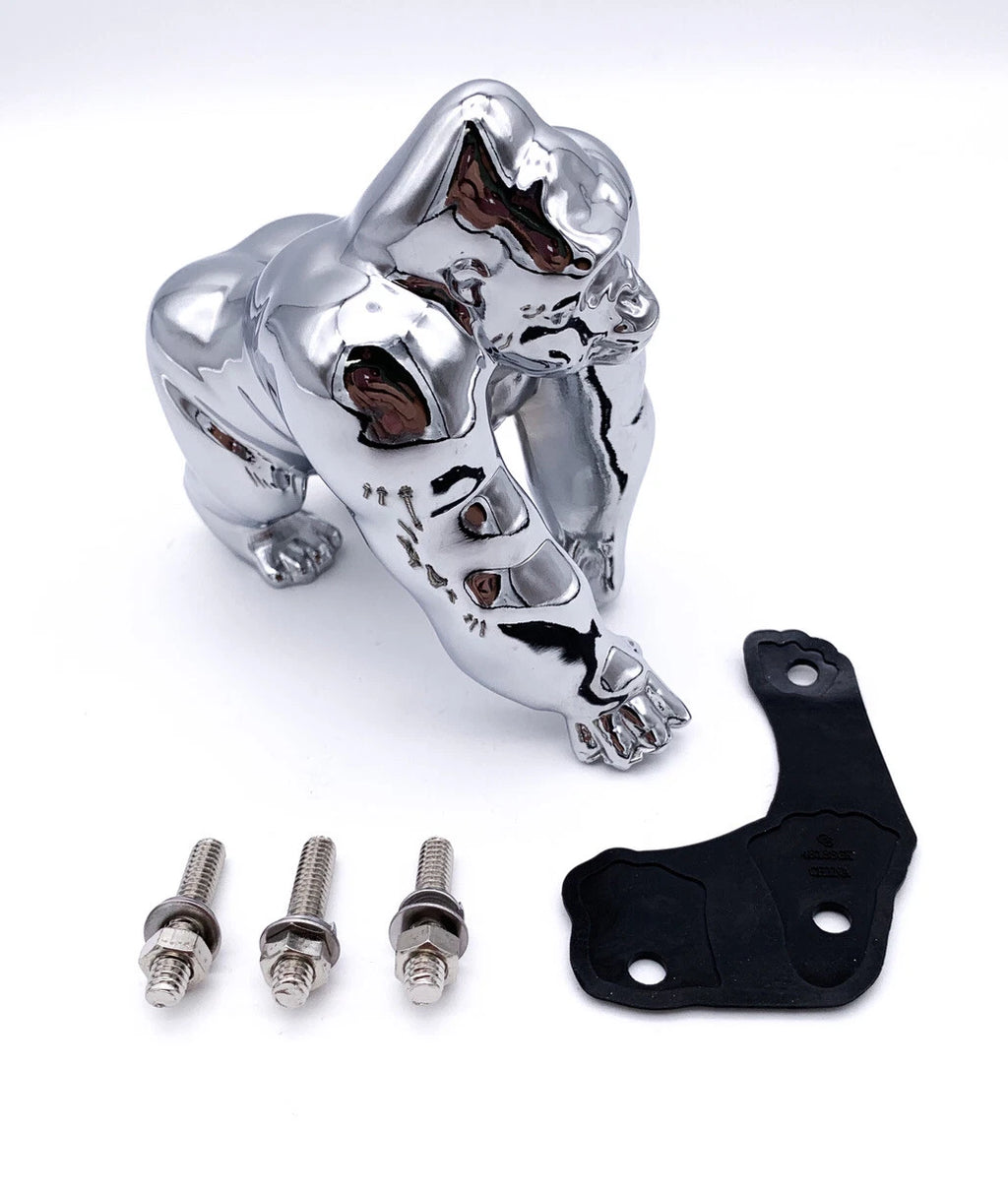 Universal Chrome Die Cast Gorilla King Hood Ornament for Universal Fit (Fit)