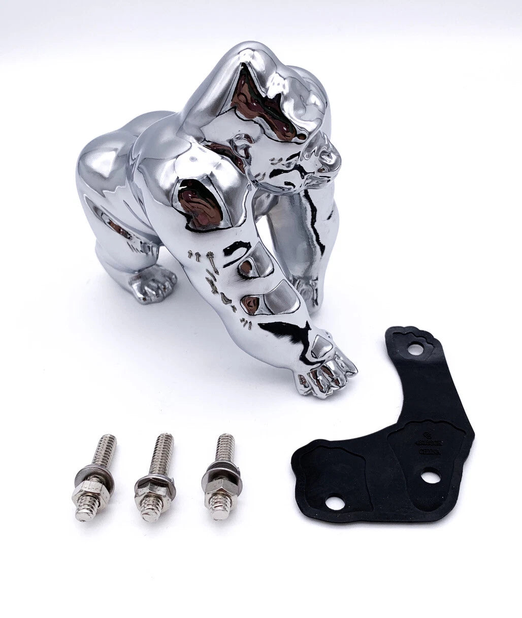 Universal Chrome Die Cast Gorilla King Hood Ornament for Universal Fit (Fit)