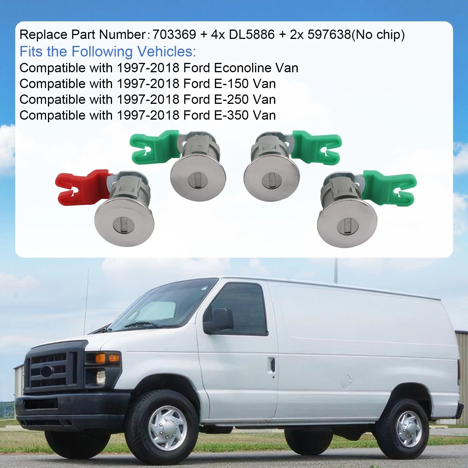 Ignition Cylinder & Door Lock Set for Ford Econoline E150 E250 E350 (1992-2014)